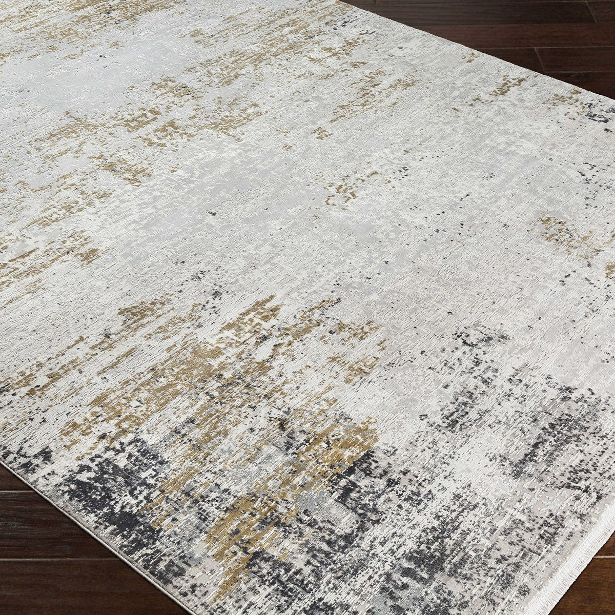 Uttermost Ulen White, Charcoal, Saffron and Light Gray Abstract Rug ~  7'6" x 11'2" - Image 3