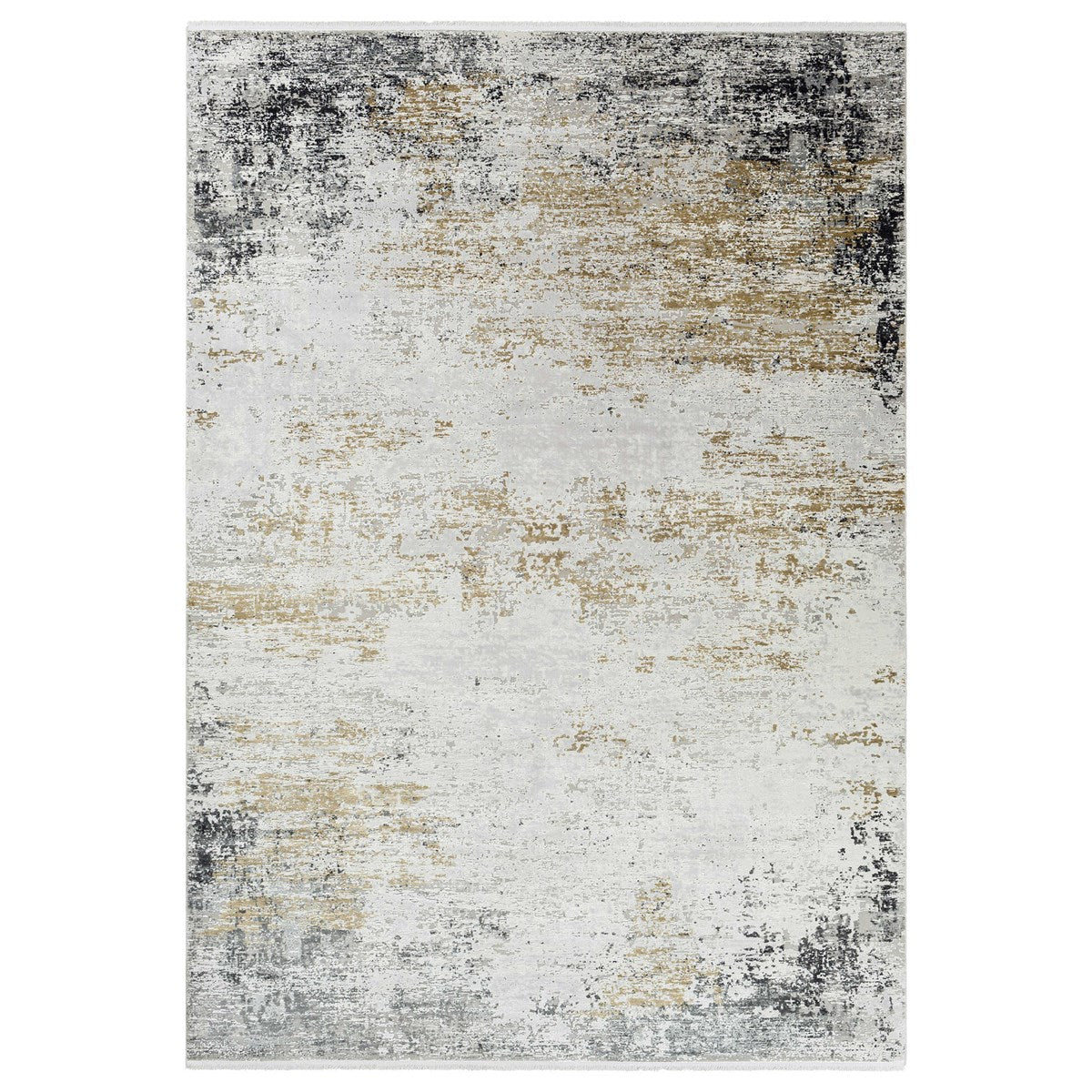 Uttermost Ulen White, Charcoal, Saffron and Light Gray Abstract Rug ~  9'6" x 13' - Image 1