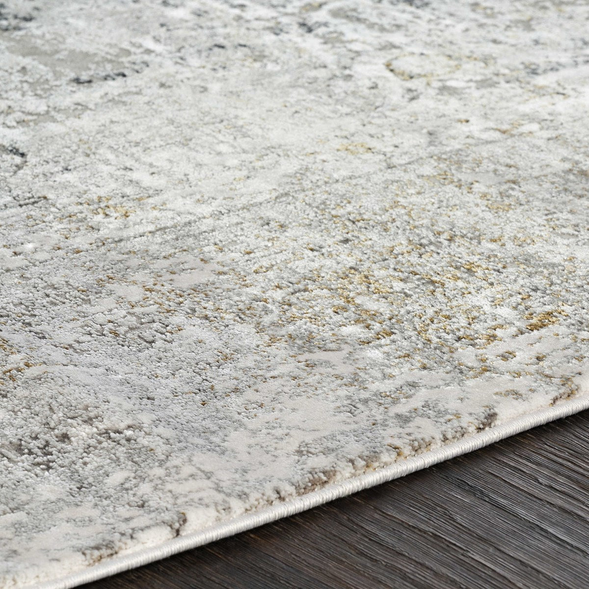 Uttermost Poneto White, Gray, Charcoal and Saffron Rug ~ 5' x 7'6" - Image 2