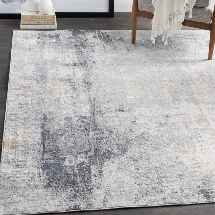 Uttermost Paoli Light Gray, Off White and Charcoal Modern Abstract Rug ~ 9' x 12'3" - Image 1