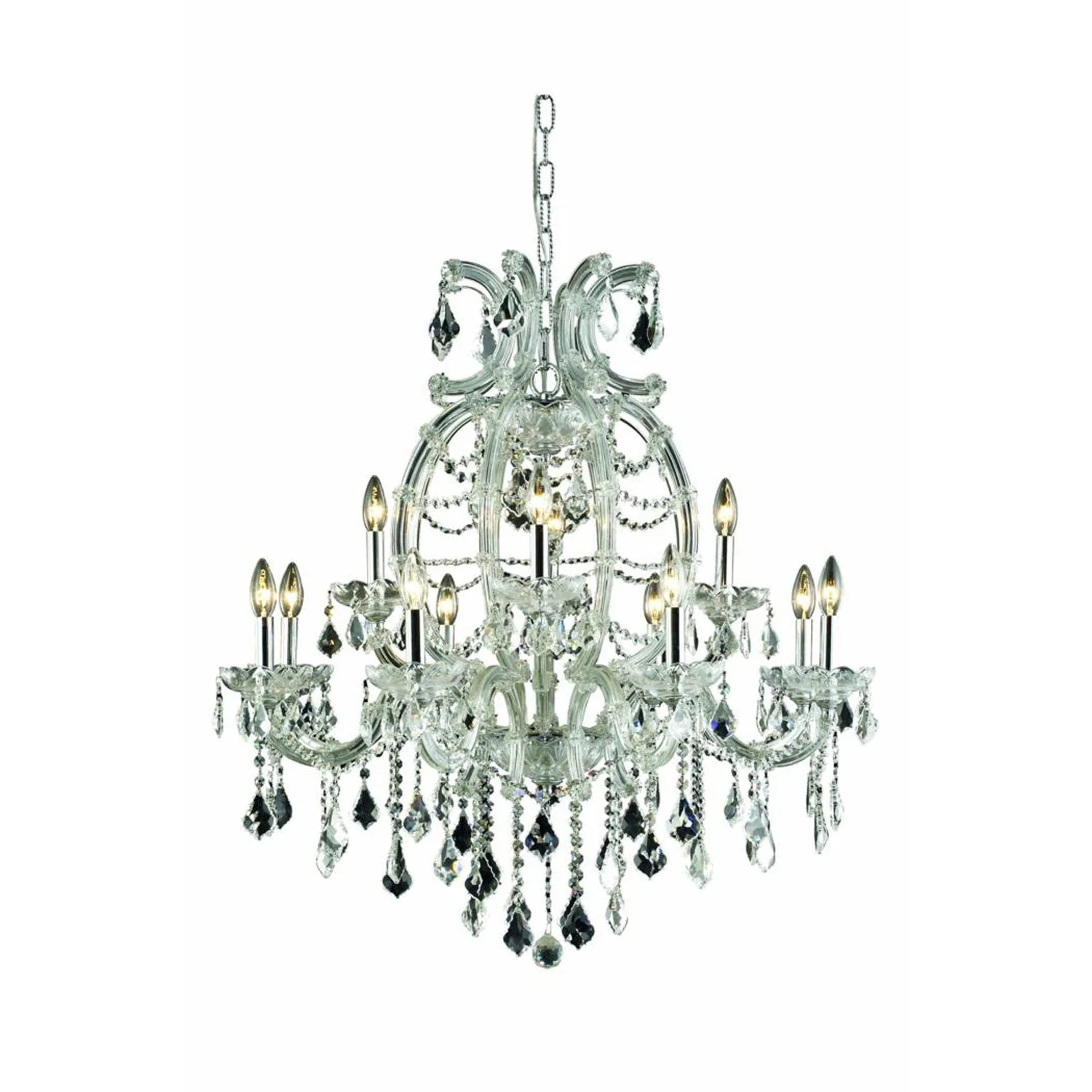 Crystal Chrome 12 Light 35.5-in Chandelier - Image 1