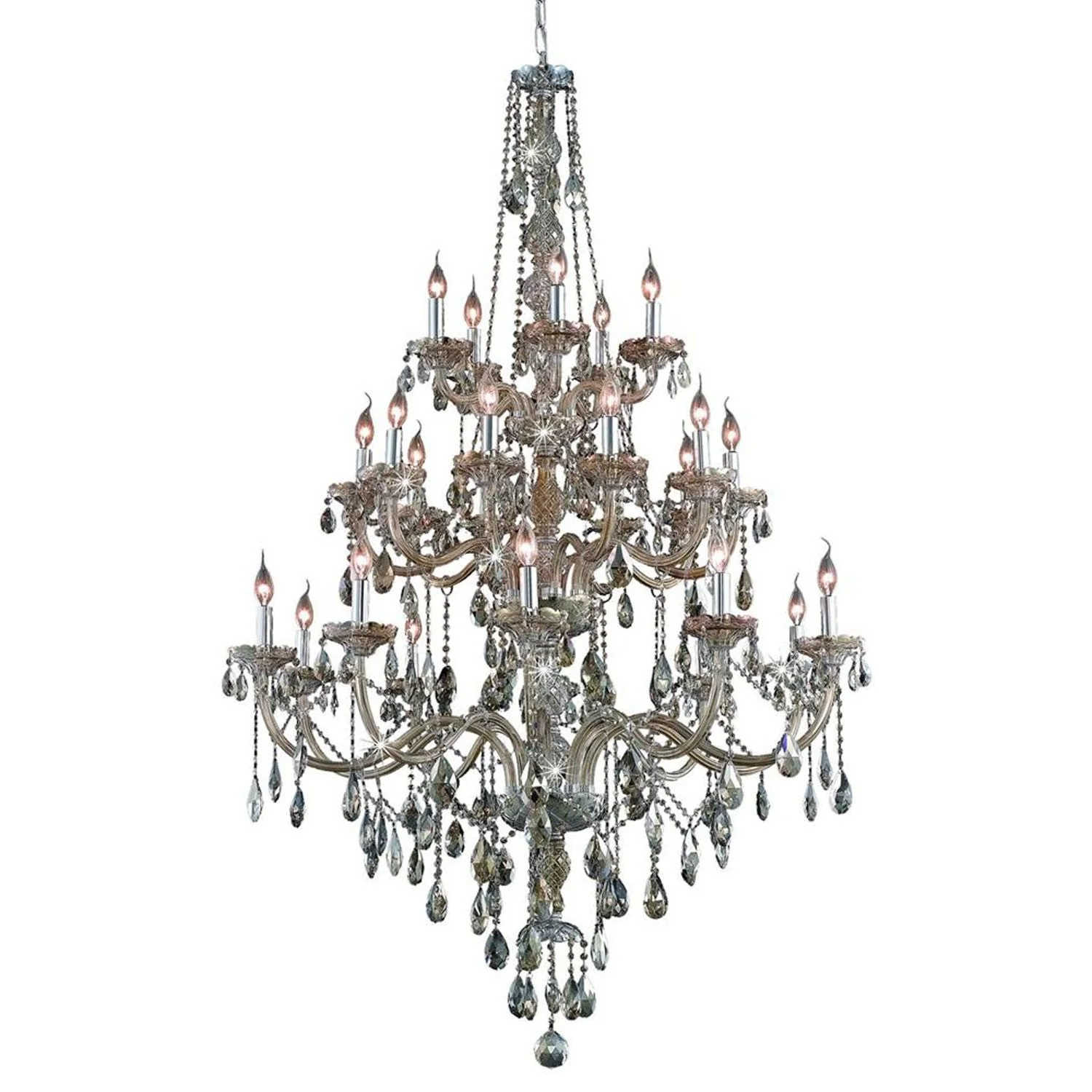 Verona Golden Teak Twenty-Five Light Chandelier with Golden Teak/Smoky Royal Cut Crystals - Image 1
