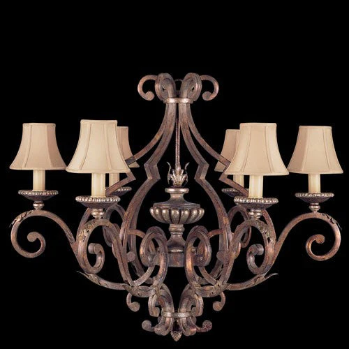 Stile Bellagio Six-Light Chandelier in Tortoised Leather Crackle Finish - Image 1