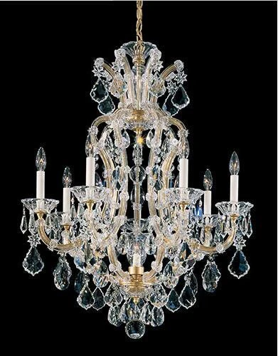 Gold Eight-Light Chandelier with Clear Hand Cut Crystal - Image 1