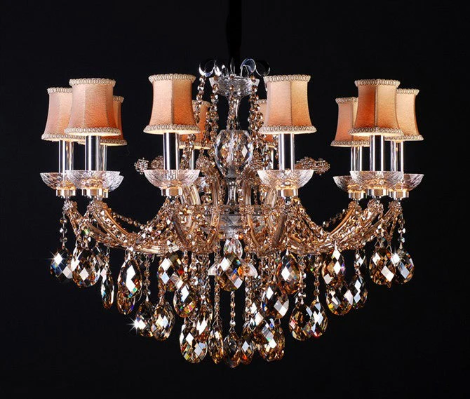traditional crystal Chandelier in cognac color - Image 1