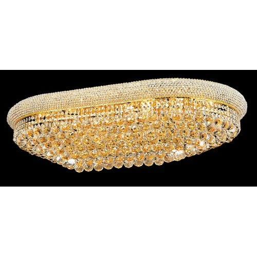 Primo Gold Twenty-Four Light Oblong Flush Mount with Royal Cut Clear Crystal - Image 1
