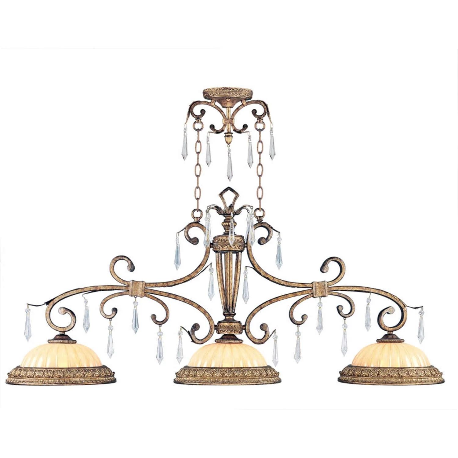 La Bella Vintage Gold Leaf Three-Light Island Pendant - Image 1