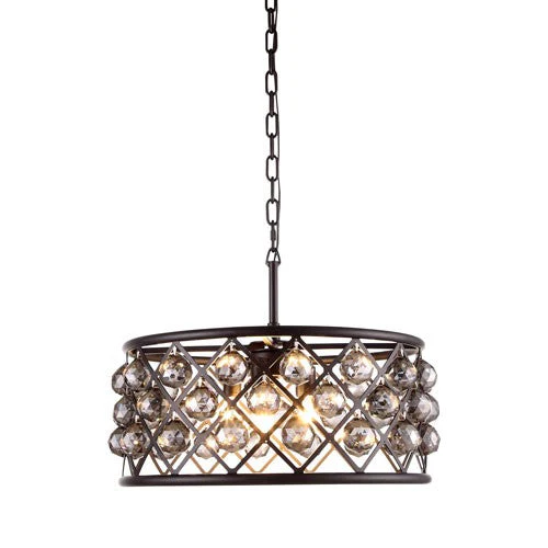 Madison Mocha Brown Five-Light Pendant with Faceted Silver Crystals - Image 1