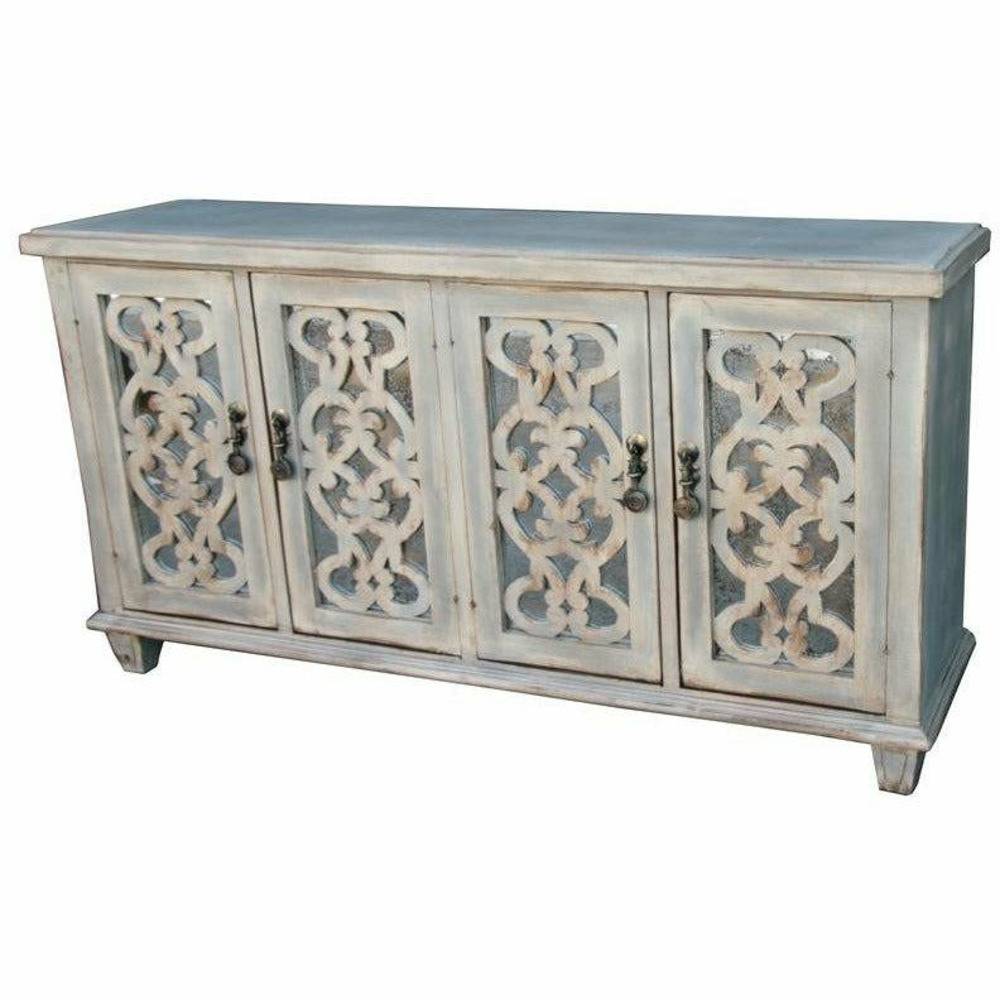 Casa Bonita Peruvian Hand-Painted Carved Wood and Antiqued Mirror Miraflores Buffet - Image 2