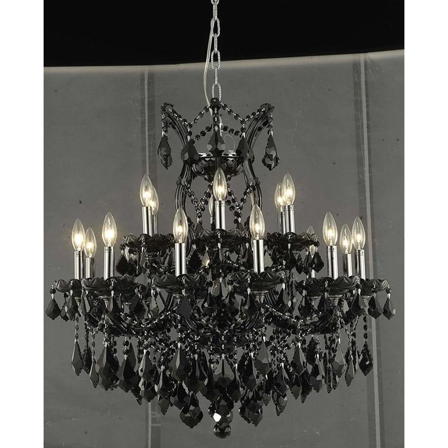 Elegant Lighting Maria Theresa Black 19-Light Chandelier with Jet Black Royal Cut Crystal - Image 1