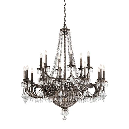 Traditional Classic English Bronze Crystal Twenty-Three Light Chandelier - Image 1