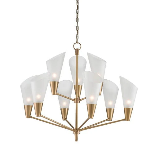 Cornet Satin Brass Nine-Light Chandelier - Image 1