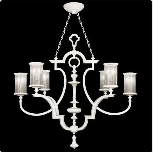Six-Light Chandelier in Studio White Satin Lacquer Finish - Image 1