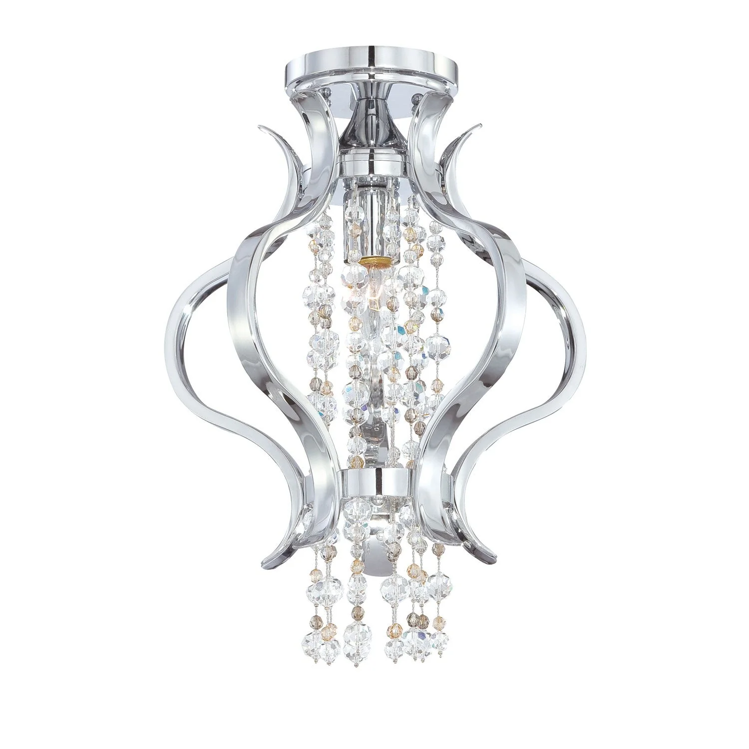 Group Flow Chrome One Light Elements Crystal Semi Flush Mount - Image 1