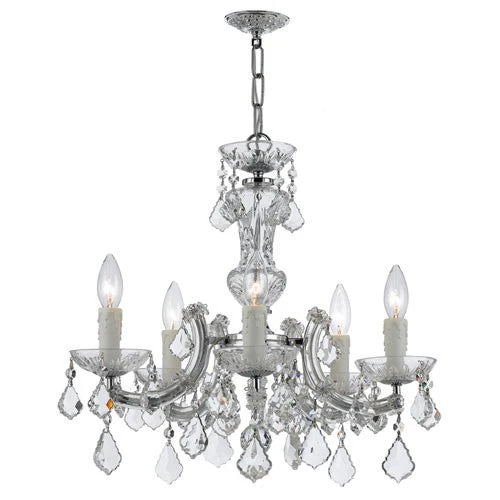 Polished Chrome Five-Light Chandeliers - Image 1