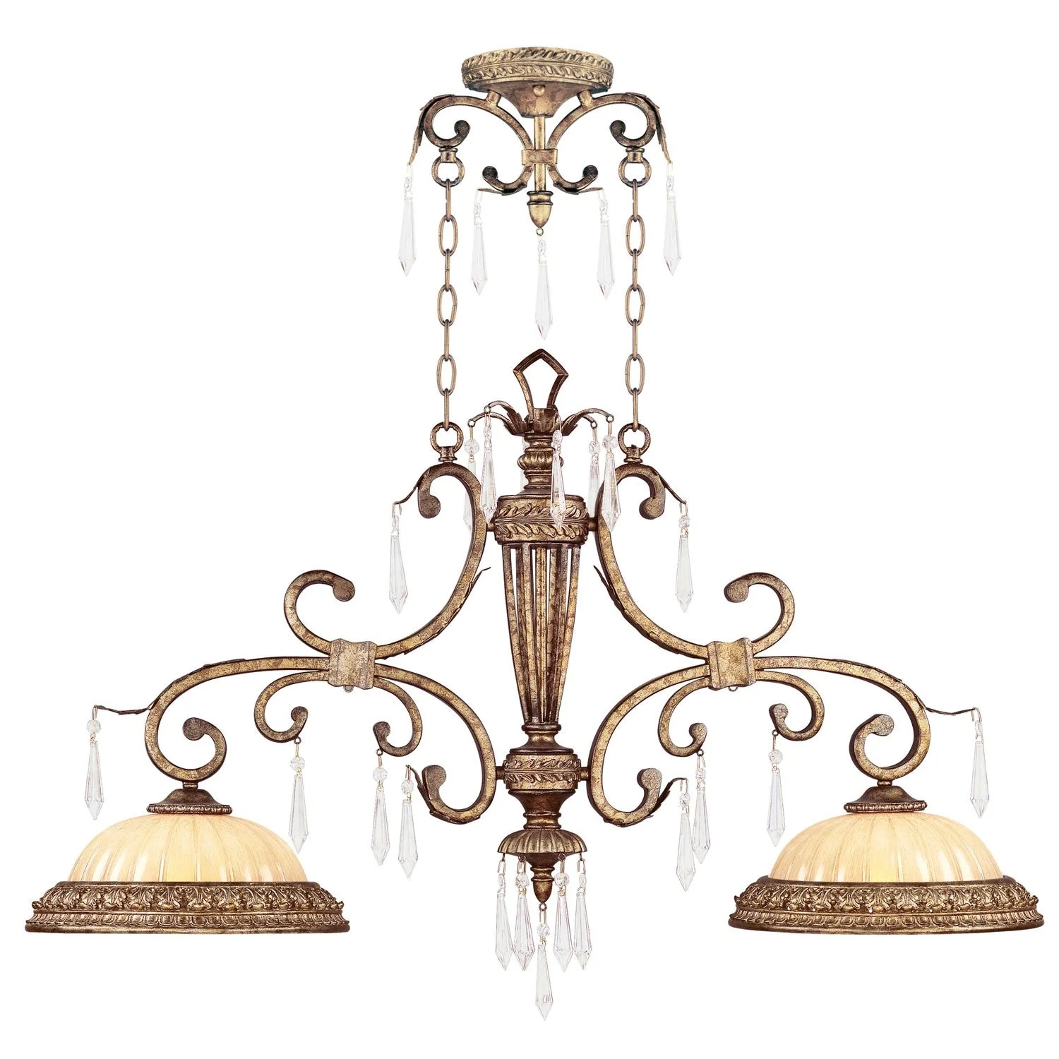 La Bella Vintage Gold Leaf Two-Light Island Pendant - Image 1