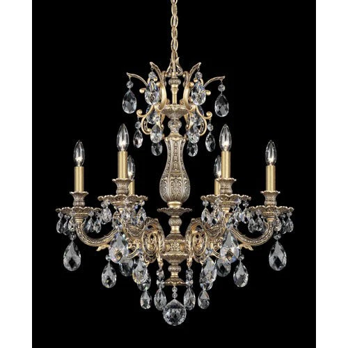 Bronze Six-Light Clear Spectra Crystal Chandelier, 24W x 26.5H x 24D - Image 1