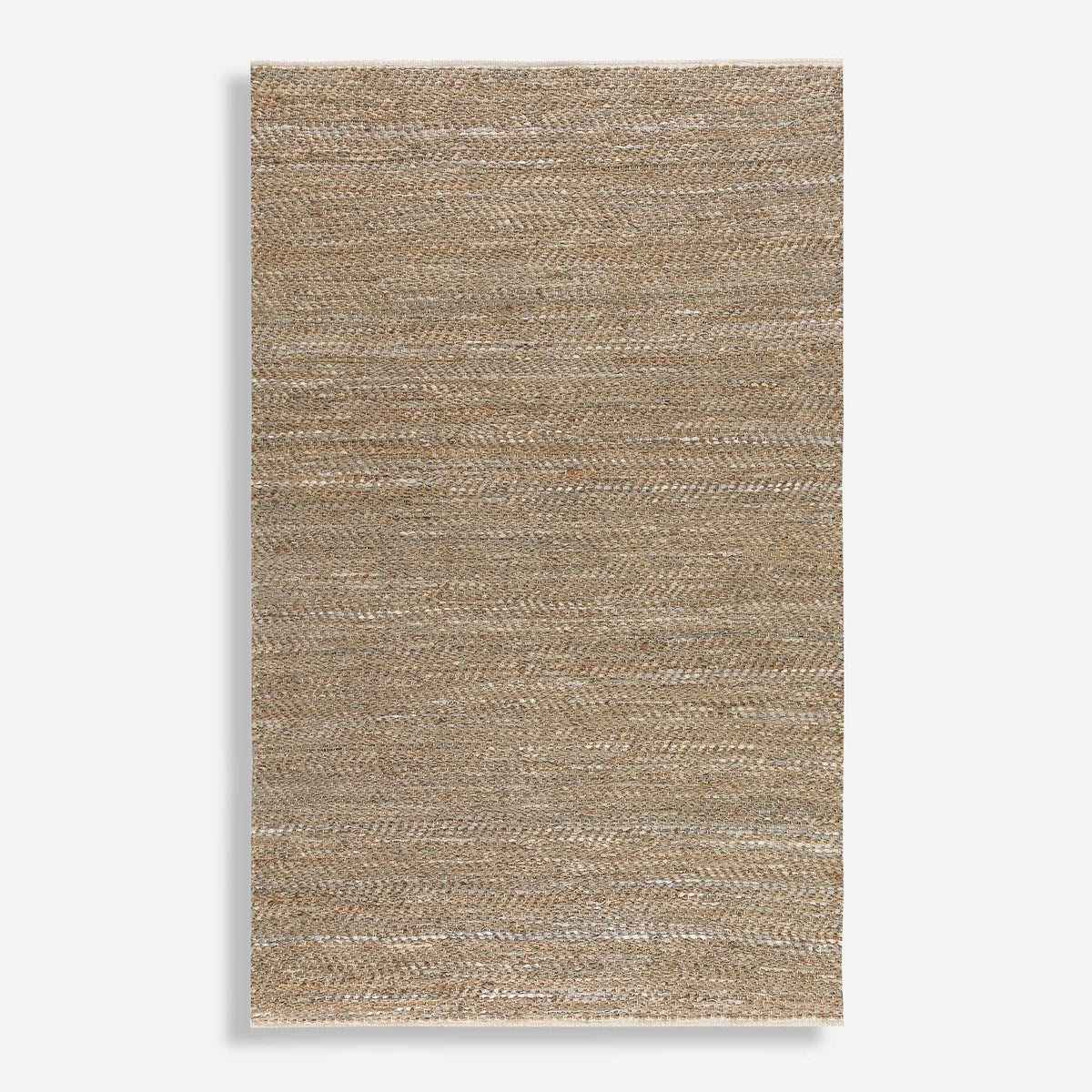 Uttermost Tobais Hand Woven Beige and Gray Leather With Natural Hemp Rug ~ 5' x 8' - Image 2