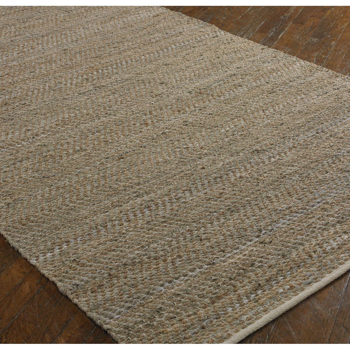 Uttermost Tobais Hand Woven Beige and Gray Leather With Natural Hemp Rug ~ 8' x 10' - Image 3