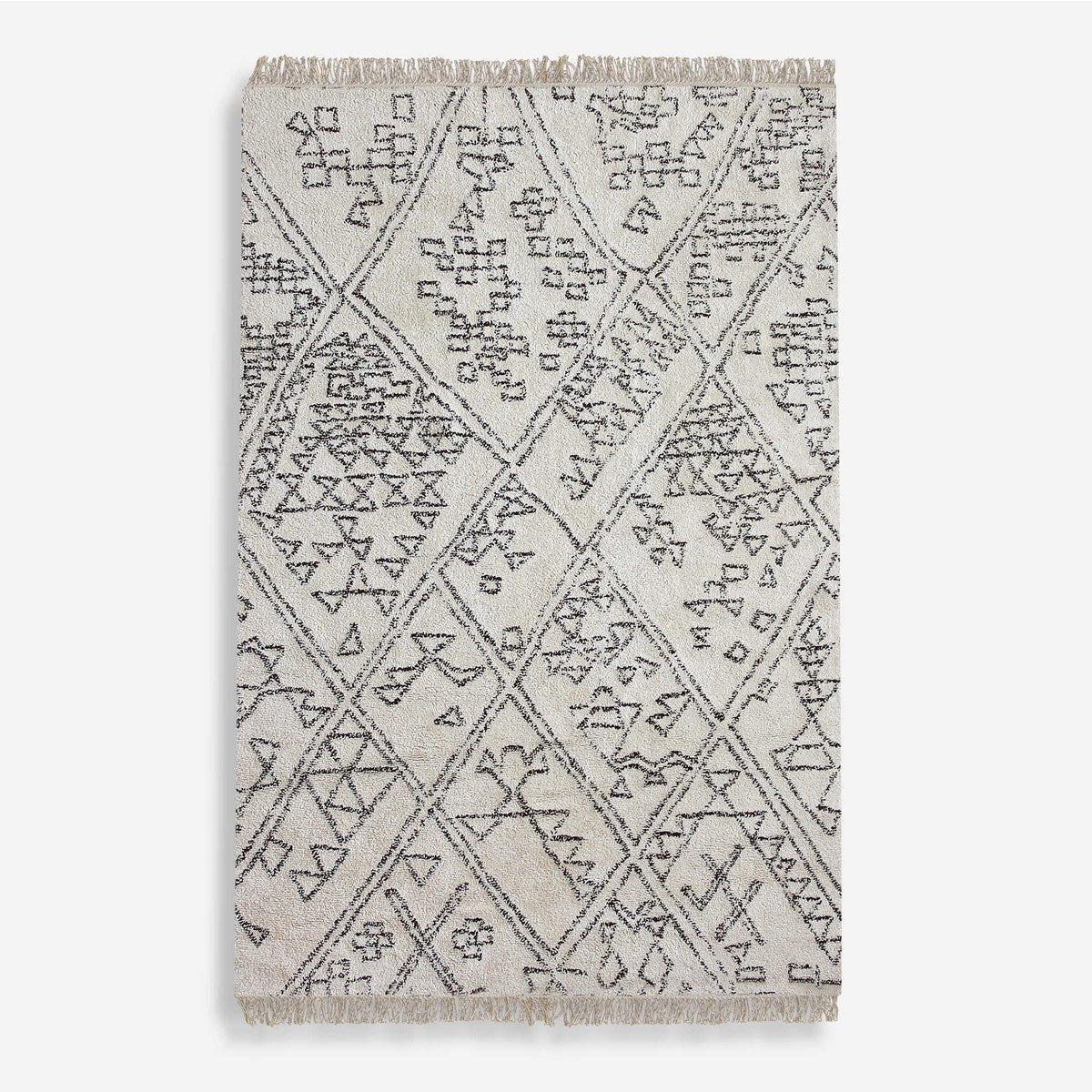 Uttermost Campo Table Tufted Ivory Distressed Tribal Pattern Rug ~ 5' x 8' - Image 3