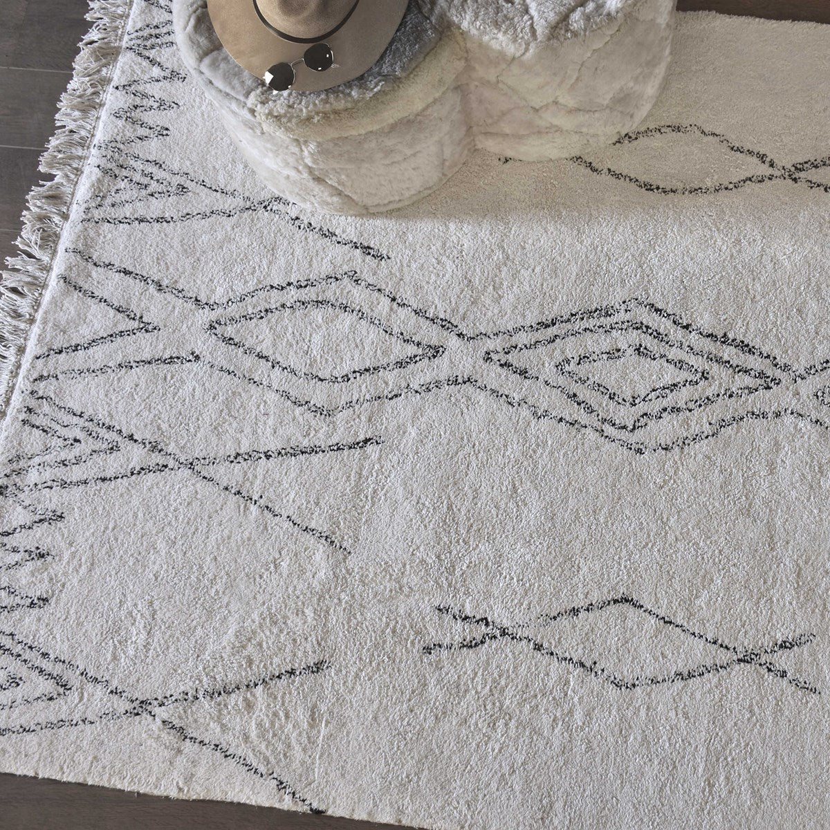 Uttermost Mesilla Table Tufted Ivory and Faded Charcoal Tribal Pattern Rug ~ 9' x 12' - Image 3