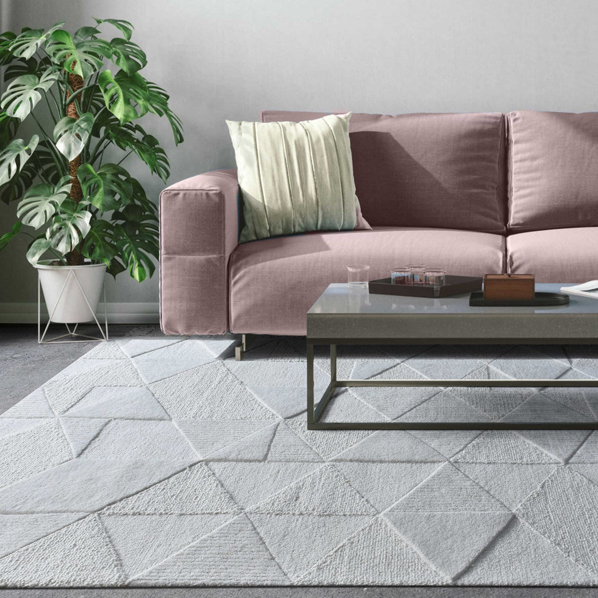 Uttermost La Veta Hand Tufted Ivory Geometric Pattern Rug  ~ 8' x 10' - Image 1