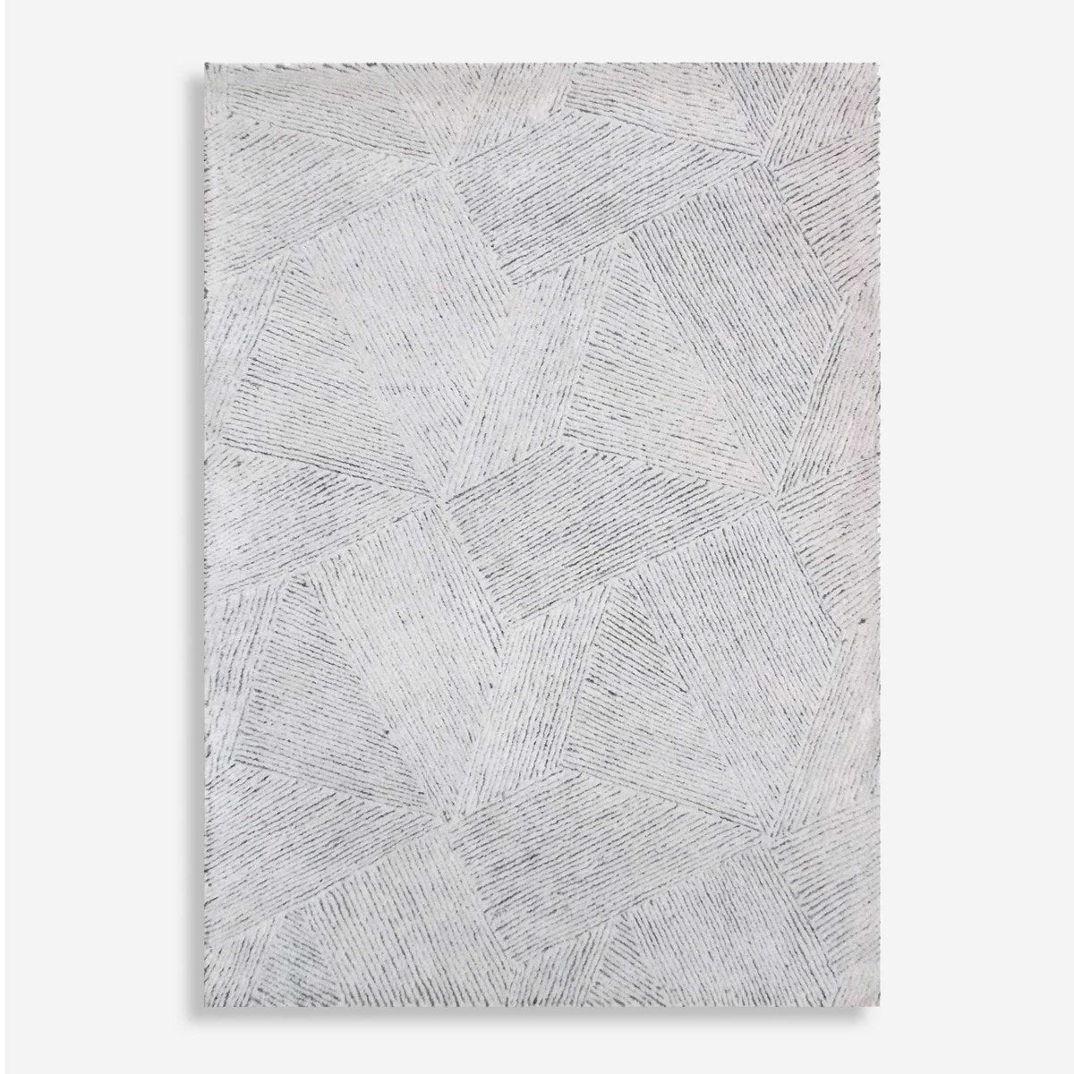 Uttermost Paonia Hand Tufted Ivory and Gray Wool Geometric Pattern Rug ~ 8′ x 10′