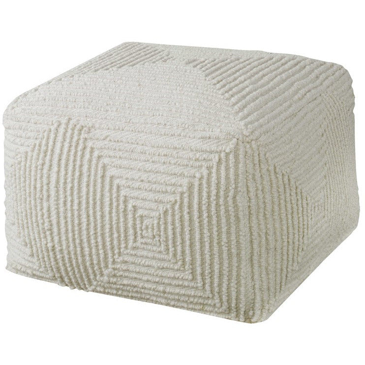Uttermost Sovanna Handwoven Soft Ivory Wool Pouf - Image 2