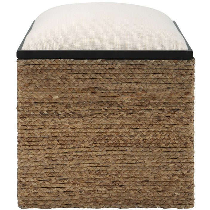 Uttermost Island Beige Performance Fabric Coastal Style Square Accent Stool - Image 2