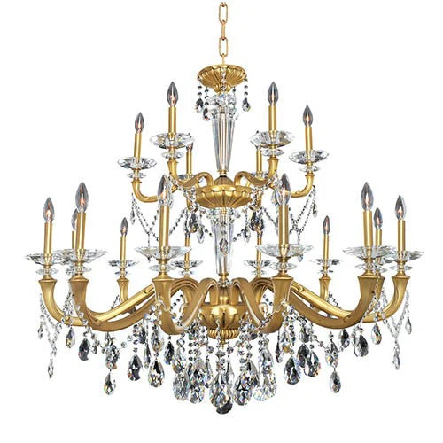 Jolivet Historic Brass 18-Light 43-Inch Wide Chandelier with Firenze Clear Crystal - Image 1