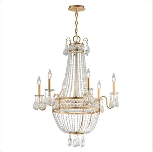 Gold Leaf Six-Light Chandelier - Image 1