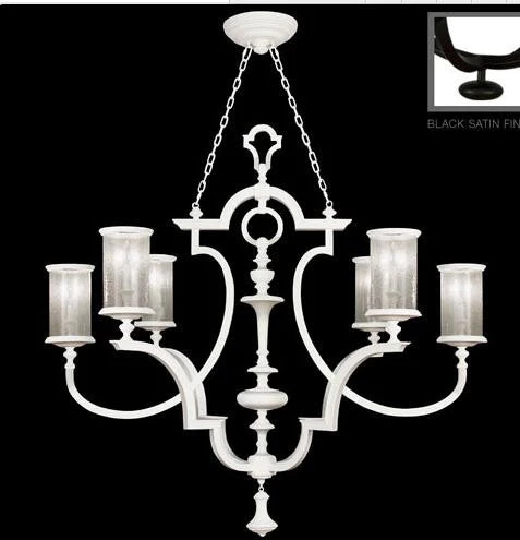 Six-Light Chandelier in Black Satin Lacquer Finish - Image 1