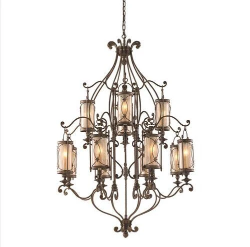 Bronze 12-Light Chandelier - Image 1