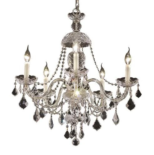 Chrome Five-Light 25-Inch Chandelier with Royal Cut Clear Crystal - Image 1