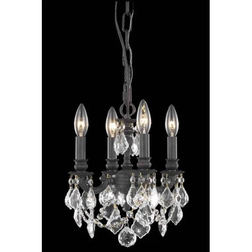Bronze Four-Light Chandelier with Clear Royal Cut Crystals - Image 1