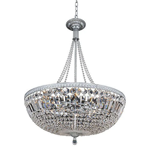 Chrome 11-Light Bowl Pendant with Firenze Clear Crystal - Image 1