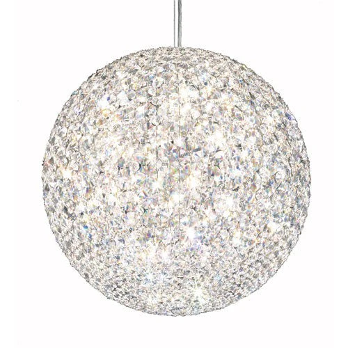 Stainless Steel 18-Light Clear Spectra Crystal Pendant Light, 18W x 18H x 18D - Image 1