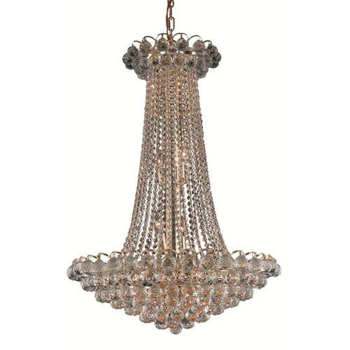 Gold Fifteen-Light 27-Inch Chandelier with Royal Cut Clear Crystal - Image 1