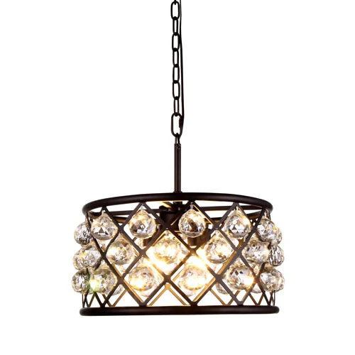 Madison Mocha Brown Four-Light Pendant with Faceted Clear Crystals - Image 1