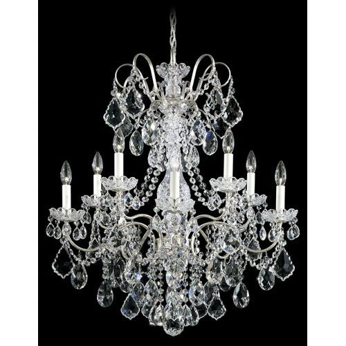 Silver 10-Light Clear Heritage Handcut Crystal Chandelier, 28W x 31H x 28D - Image 1