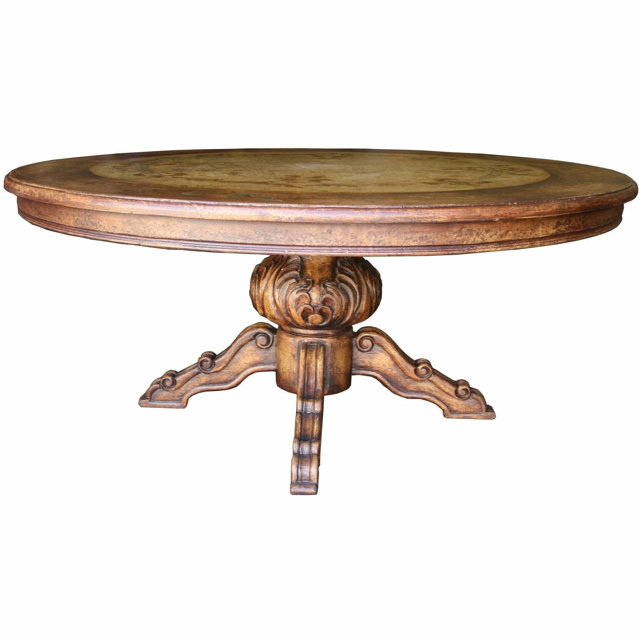 Casa Bonita Peruvian Hand-Painted and Carved Wood 60” Round Torino Dining Table