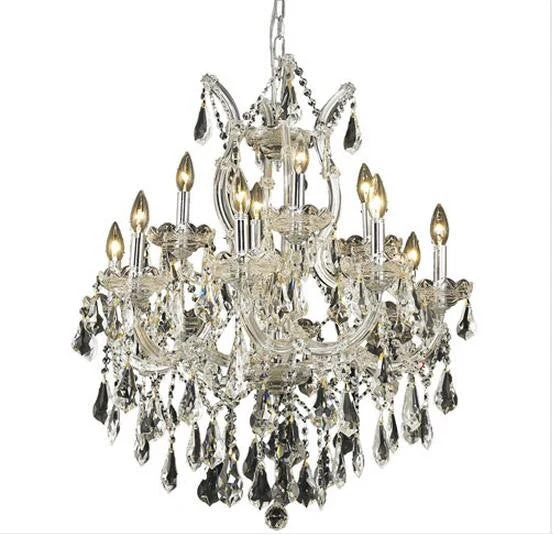 Chrome Thirteen-Light 27-Inch Chandelier with Royal Cut Clear Crystal - Image 1
