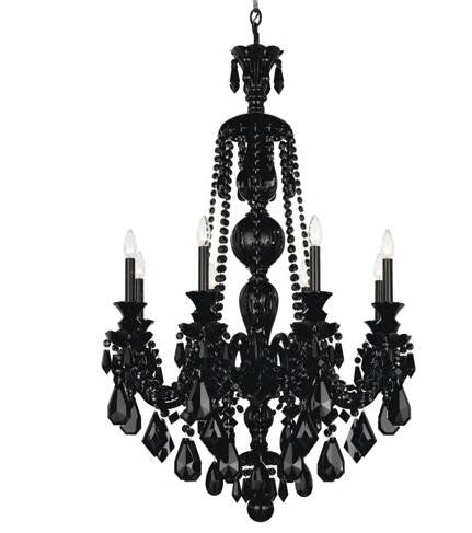 Black Eight-Light Jet Black Heritage Handcut Crystal Chandelier, 28W x 43H x 28D - Image 1