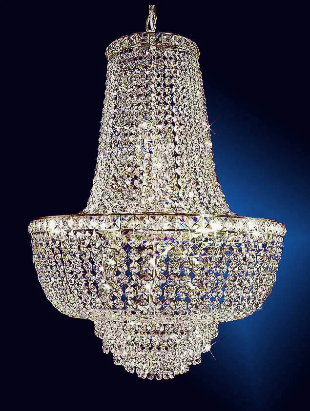 9 lights polished chrome chandelier with hand-cut crystals - Image 1