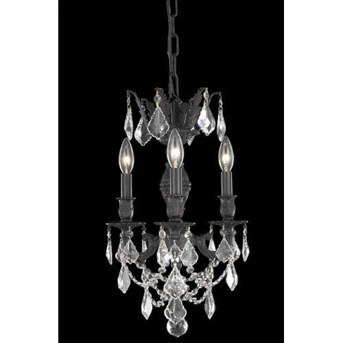 Bronze Three-Light Chandelier with Clear Royal Cut Crystals - Image 1