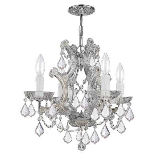 Polished Chrome Four-Light Chandelier with Swarovski Spectra Crystal - Image 1