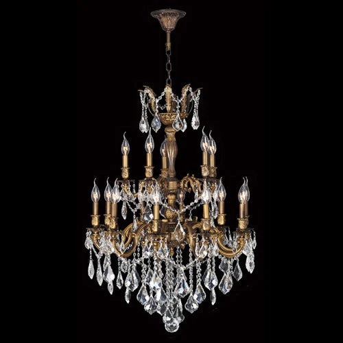 15-Light Antique Bronze Finish with Clear-Crystals Chandelier - Image 1