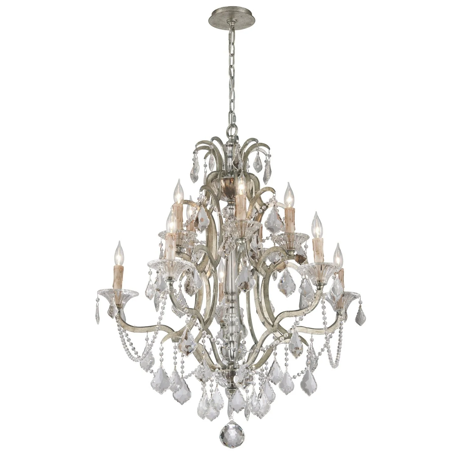 Silver Leaf Ten-Light Chandelier - Image 1