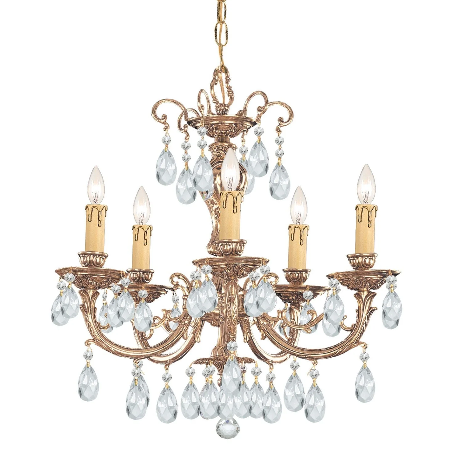 Group Etta Ornate Cast Brass Five-Light Chandelier with Swarovski Strass Crystal - Image 1