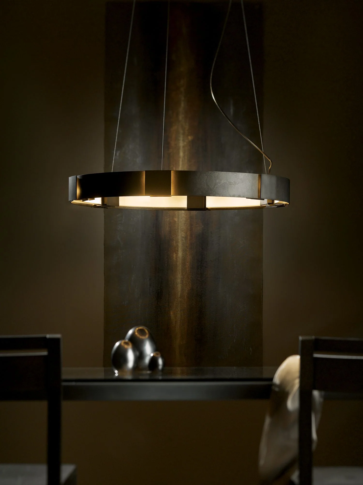 Hubbardton Forge Aura Pendant 28.9" Dark Smoke Glass Ring Pendant - Image 1